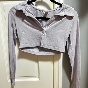 Divided Light Purple Long Sleeve Crop Top